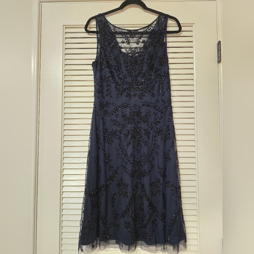 Adrianna Papell - Beaded Mesh Sleeveless Formal Evening Cocktail Dress